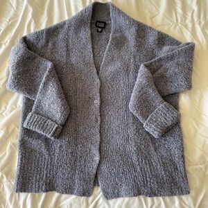 Eileen Fisher Merino Wool & Cashmere Blend Bouclé Cardigan • Heather Gray • L